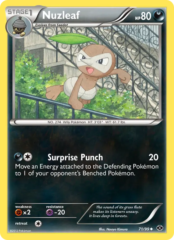 Nuzleaf Uncommon rarity Next Destinies Pokémon card price — $0.49
