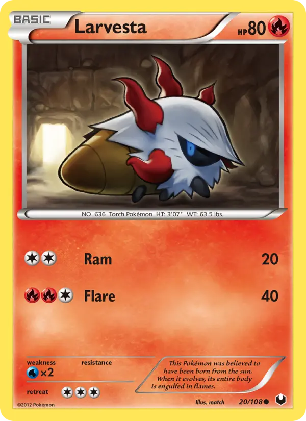Larvesta Common rarity Dark Explorers Pokémon card price — $2.87