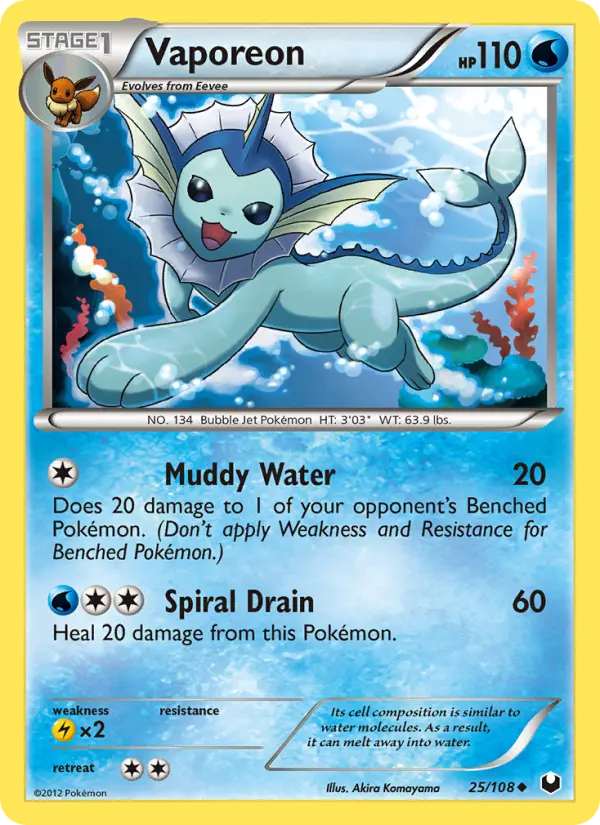 Vaporeon Uncommon rarity Dark Explorers Pokémon card price — $27.75