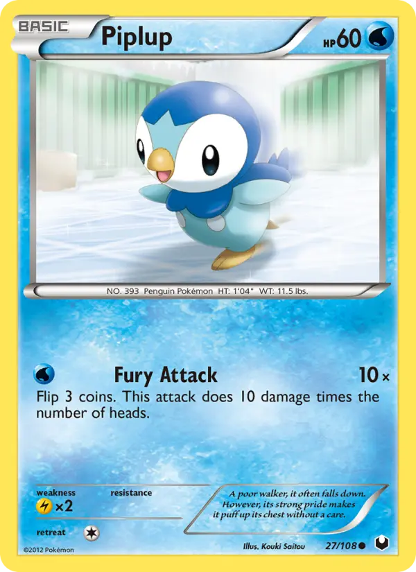 Piplup Common rarity Dark Explorers Pokémon card price — $14.17