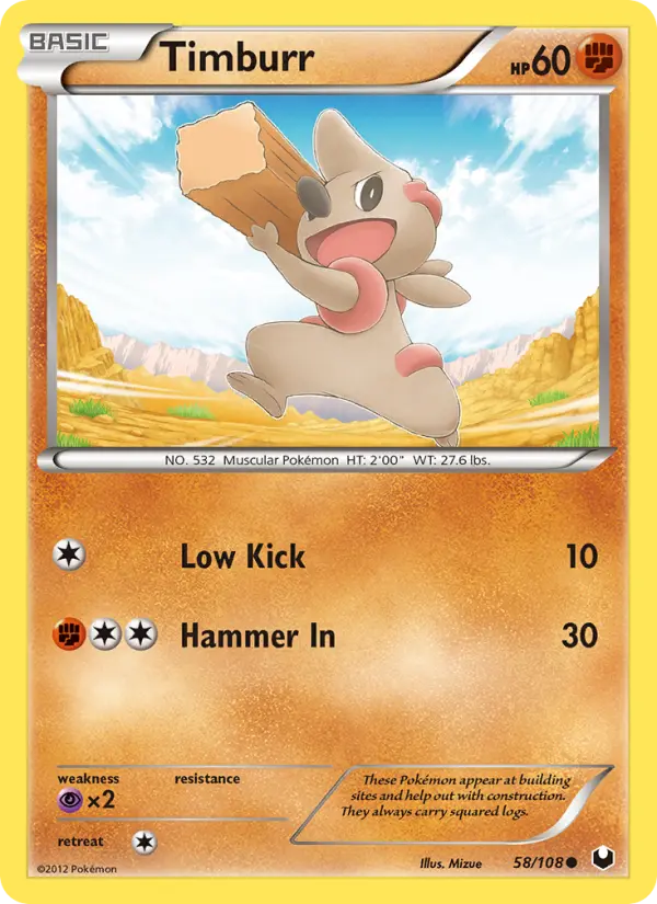Timburr Common rarity Dark Explorers Pokémon card price — $1.42