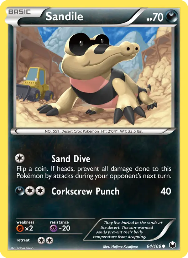 Sandile Common rarity Dark Explorers Pokémon card price — $3.19