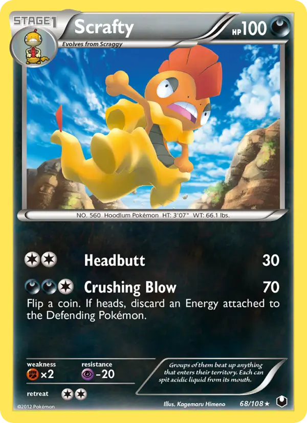 Scrafty Rare rarity Dark Explorers Pokémon card price — $2.45