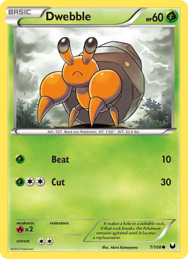 Dwebble Common rarity Dark Explorers Pokémon card price — $0.92