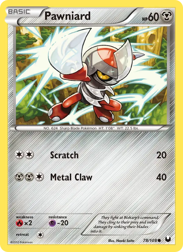 Pawniard Common rarity Dark Explorers Pokémon card price — $0.95