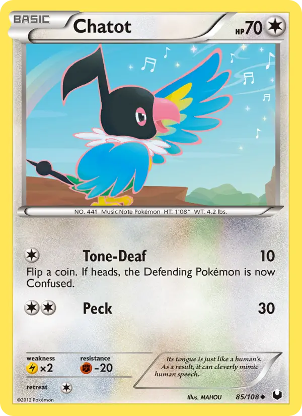 Chatot Uncommon rarity Dark Explorers Pokémon card price — $0.86