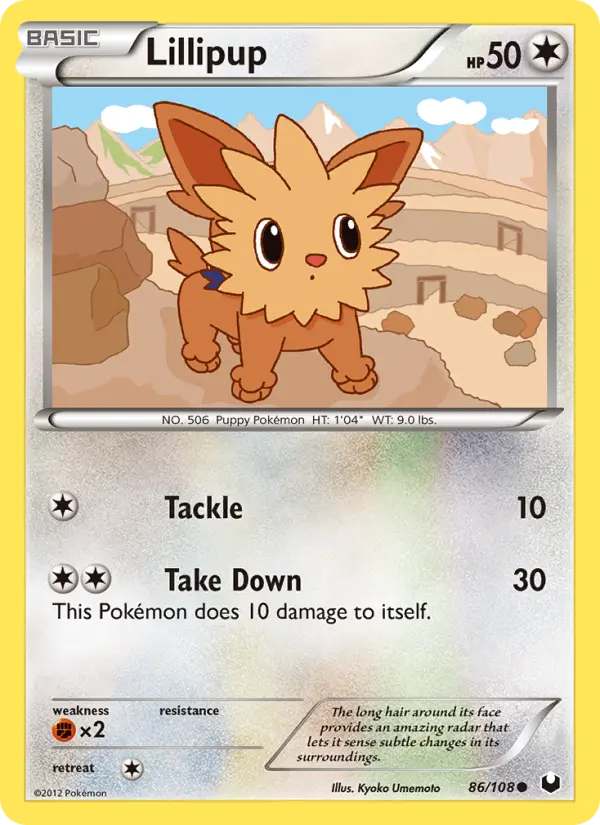 Lillipup Common rarity Dark Explorers Pokémon card price — $1.14