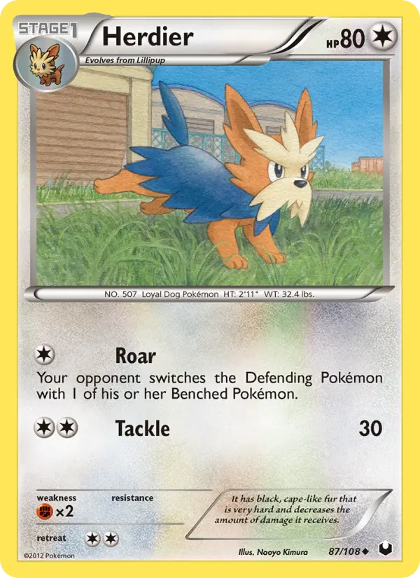 Herdier Uncommon rarity Dark Explorers Pokémon card price — $1.53