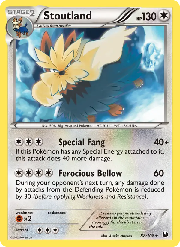 Stoutland Rare rarity Dark Explorers Pokémon card price — $3.22
