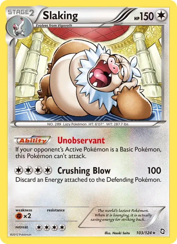 Slaking Rare rarity Dragons Exalted Pokémon card price — $1.97