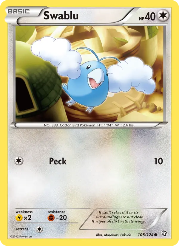 Swablu Common rarity Dragons Exalted Pokémon card price — $1.62