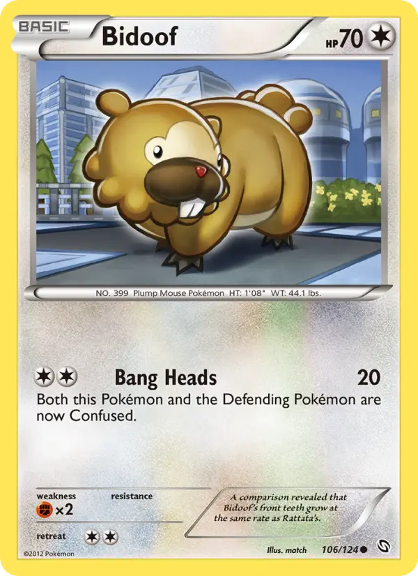 Bidoof Common rarity Dragons Exalted Pokémon card price — $1.50