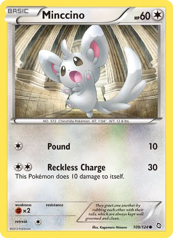 Minccino Common rarity Dragons Exalted Pokémon card price — $1.00