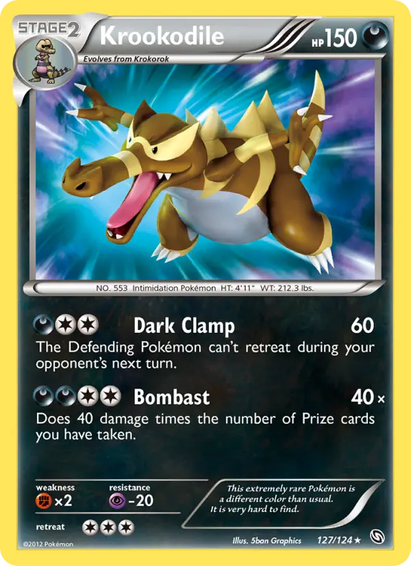 Krookodile Secret Rare rarity Dragons Exalted Pokémon card price — $191.76