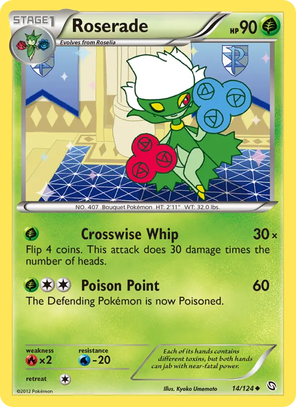 Roserade Uncommon rarity Dragons Exalted Pokémon card price — $1.44