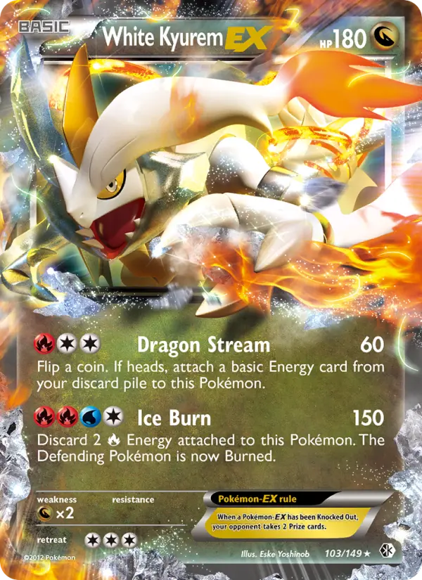 White Kyurem-EX Rare rarity Boundaries Crossed Pokémon card price