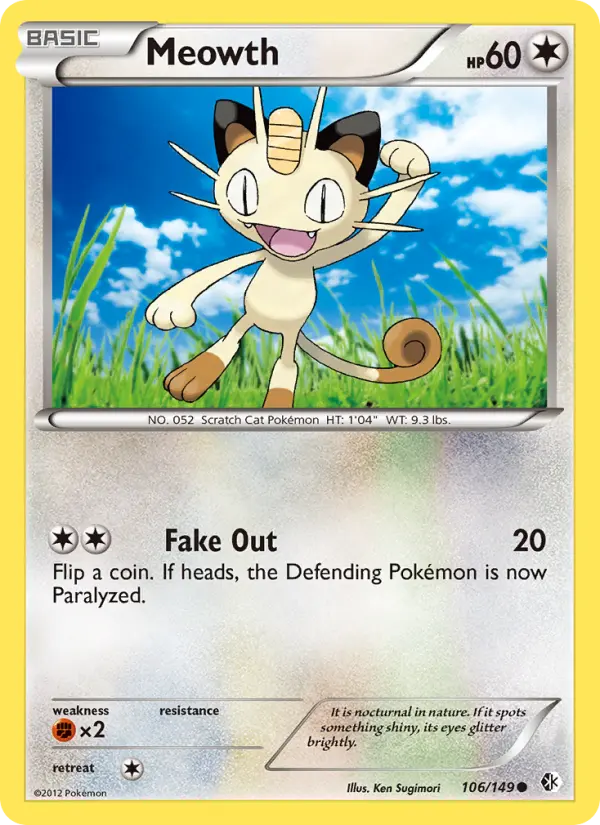 Meowth Common rarity Boundaries Crossed Pokémon card price — $6.43