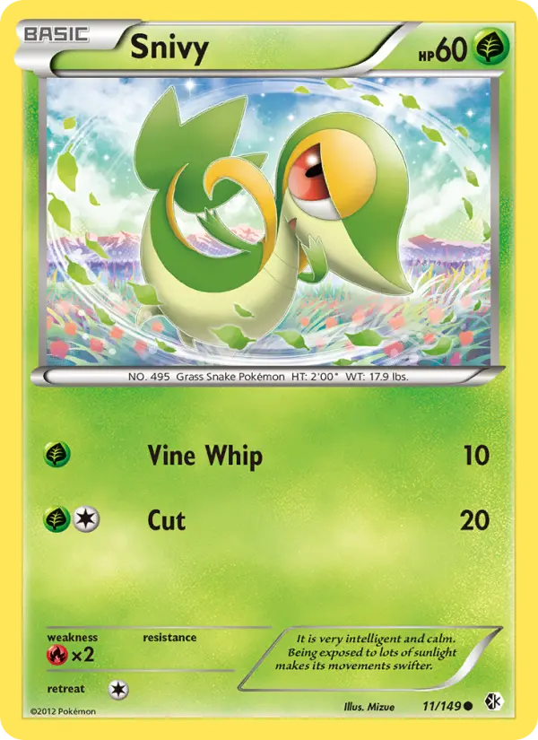 Snivy Common rarity Boundaries Crossed Pokémon card price — $3.33