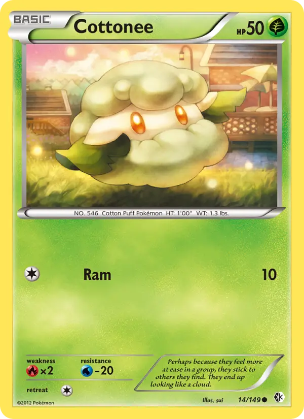 Cottonee Common rarity Boundaries Crossed Pokémon card price — $1.36