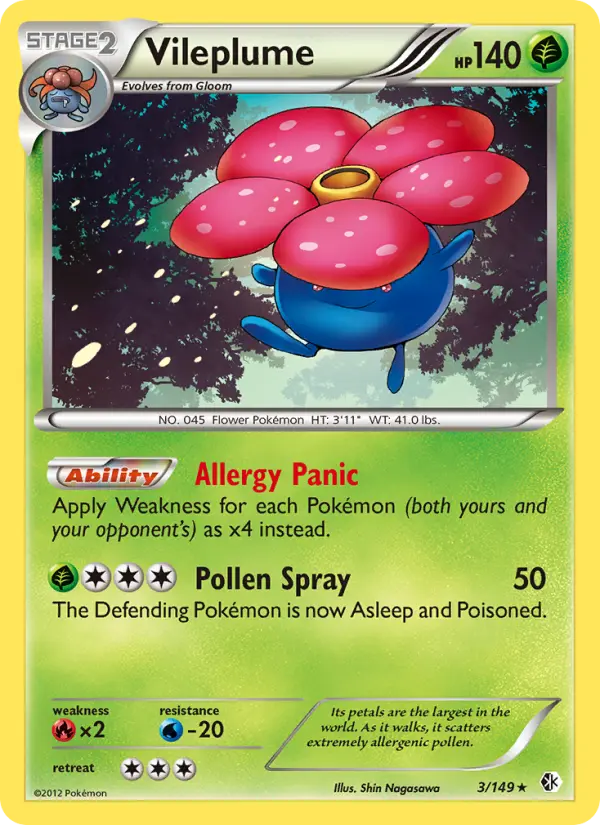 Vileplume Rare rarity Boundaries Crossed Pokémon card price — $14.21