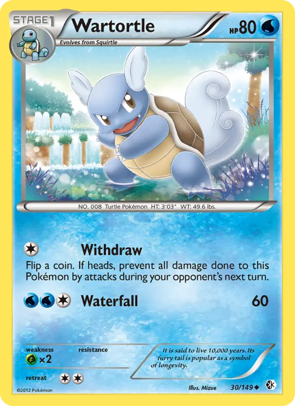 Wartortle Uncommon rarity Boundaries Crossed Pokémon card price — $9.62