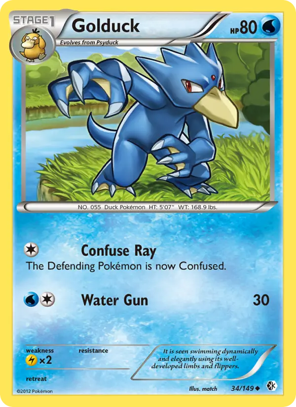 Golduck Uncommon rarity Boundaries Crossed Pokémon card price — $4.80