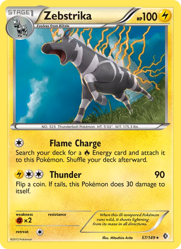 Zebstrika Rare rarity Boundaries Crossed Pokémon card price — $2.87