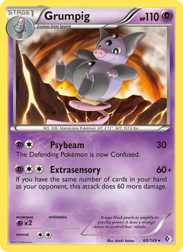 Grumpig Rare rarity Boundaries Crossed Pokémon card price — $1.10