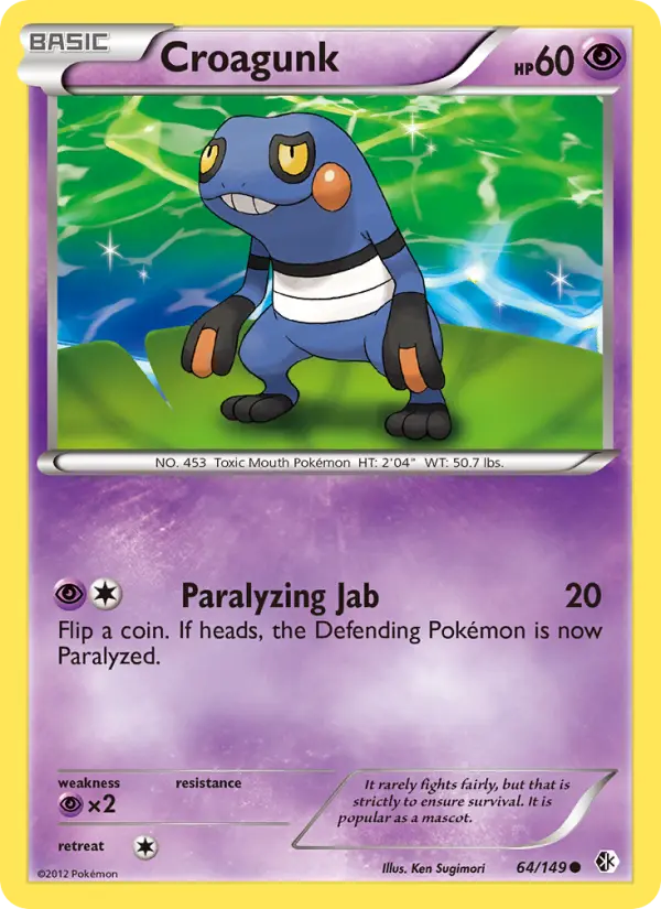 Croagunk Common rarity Boundaries Crossed Pokémon card price — $1.20