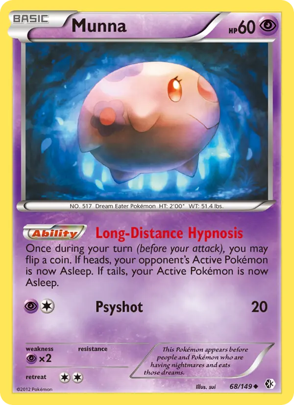 Munna Uncommon rarity Boundaries Crossed Pokémon card price — $2.50