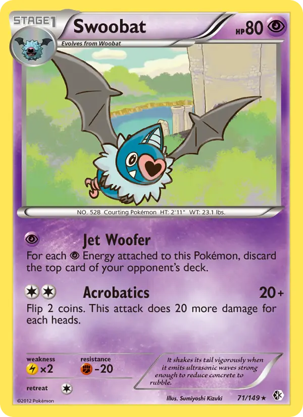 Swoobat Rare rarity Boundaries Crossed Pokémon card price — $1.41