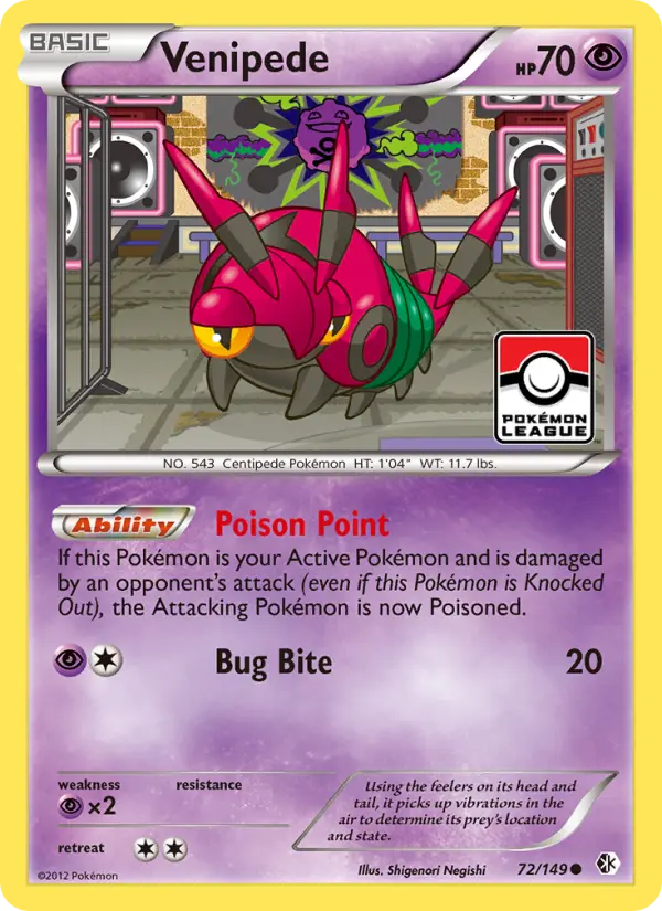 Venipede Common rarity Boundaries Crossed Pokémon card price — $1.26