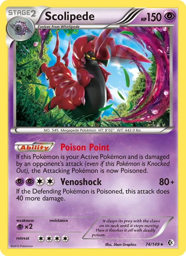 Scolipede Rare rarity Boundaries Crossed Pokémon card price — $10.99