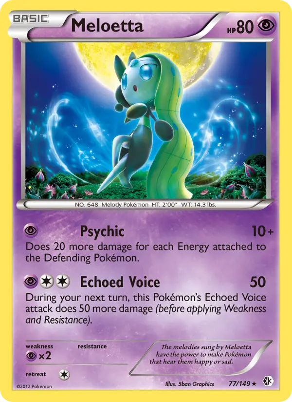 Meloetta Rare rarity Boundaries Crossed Pokémon card price — $12.33