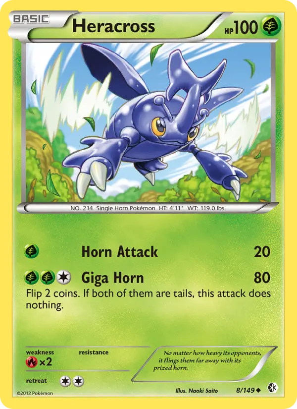 Heracross Uncommon rarity Boundaries Crossed Pokémon card price — $7.41