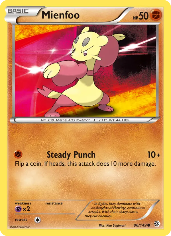 Mienfoo Common rarity Boundaries Crossed Pokémon card price — $0.84