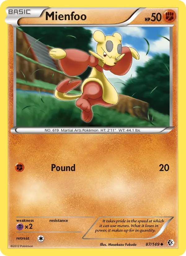 Mienfoo Uncommon rarity Boundaries Crossed Pokémon card price — $1.11