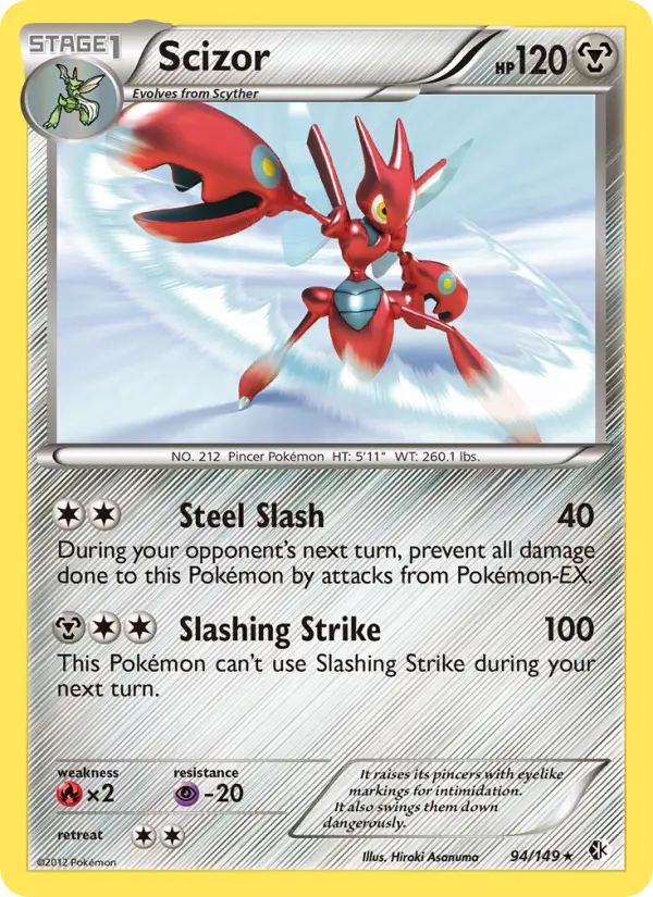 Scizor Rare rarity Boundaries Crossed Pokémon card price — $30.39