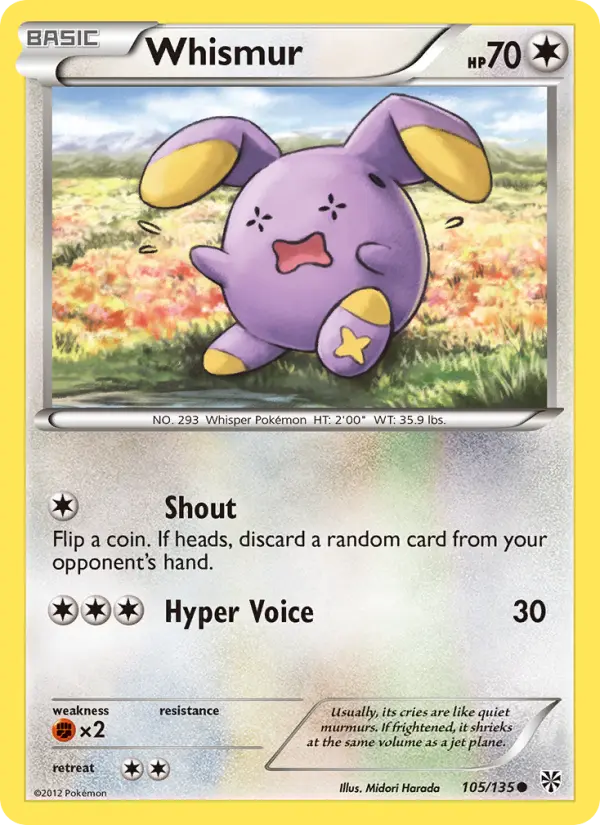 Whismur Common rarity Plasma Storm Pokémon card price — $0.72