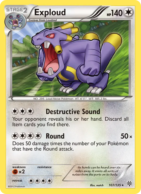 Exploud Rare rarity Plasma Storm Pokémon card price — $1.26
