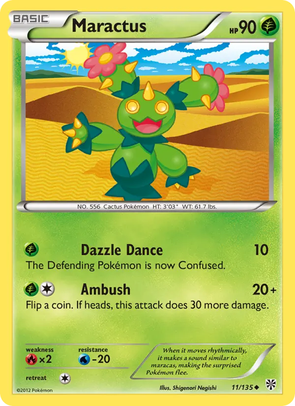 Maractus Uncommon rarity Plasma Storm Pokémon card price — $1.79