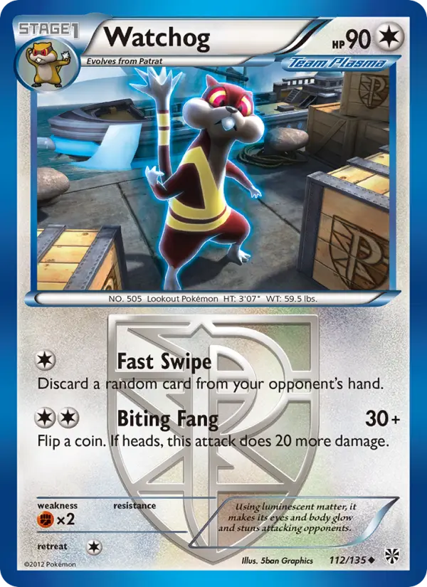 Watchog Uncommon rarity Plasma Storm Pokémon card price — $4.92