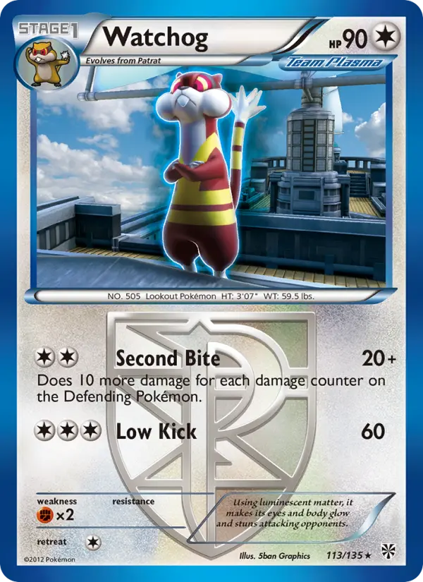 Watchog Rare rarity Plasma Storm Pokémon card price — $1.88