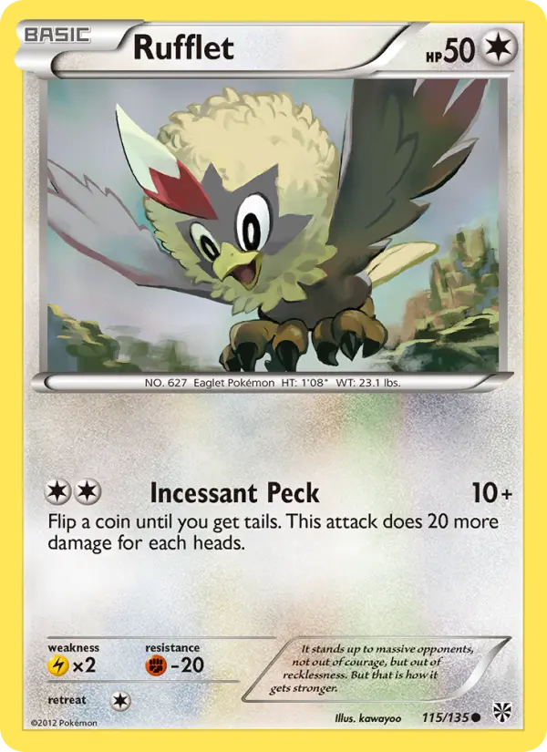Rufflet Common rarity Plasma Storm Pokémon card price — $0.45