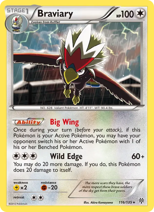 Braviary Rare rarity Plasma Storm Pokémon card price — $1.39