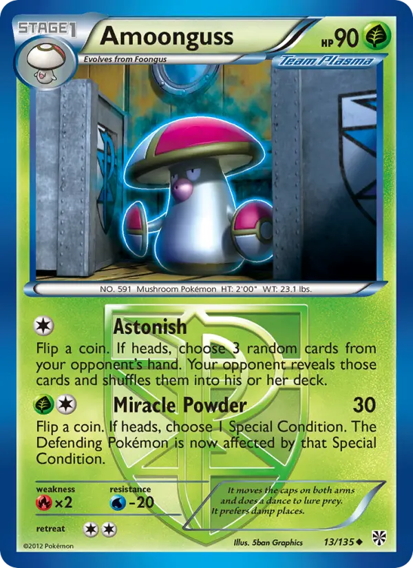 Amoonguss Uncommon rarity Plasma Storm Pokémon card price — $2.41