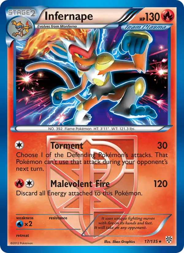 Infernape Rare rarity Plasma Storm Pokémon card price — $12.01