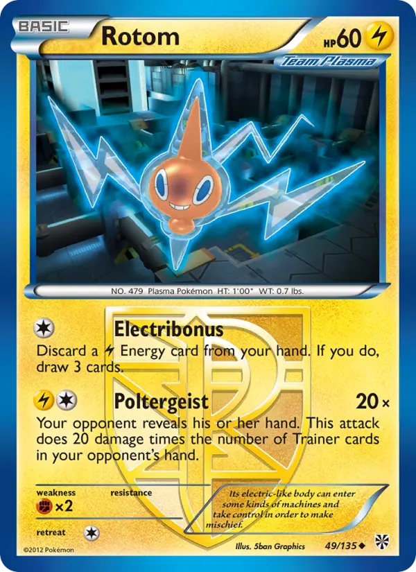 Rotom Uncommon rarity Plasma Storm Pokémon card price — $8.49