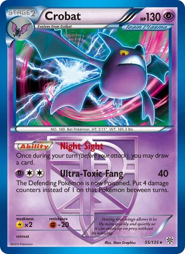 Crobat Rare rarity Plasma Storm Pokémon card price — $8.51