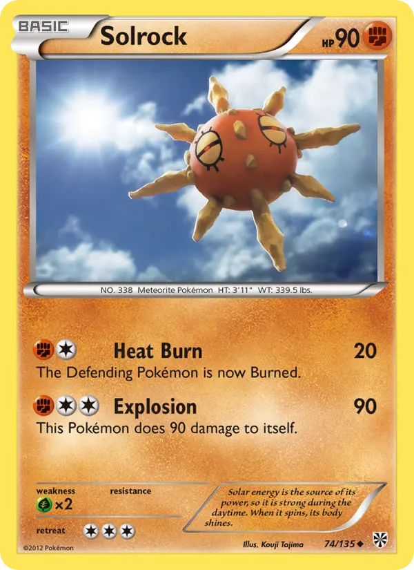 Solrock Uncommon rarity Plasma Storm Pokémon card price — $0.63